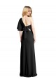 Pleated One Shoulder Flutter Sleeves Slim Crepe Formal Dress