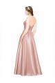 Long Plated Strapless Sweetheat Stretch Satin Formal Dress
