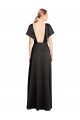 Cap Sleeves Open Back Long Stretch Satin Formal Dress