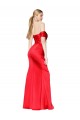 High Neck Off the Shoulder Stretch Satin Formal Dress with High Slit