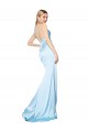 Double Straps V-Neck Sleeveless Stretch Satin Formal Dress with High Slit