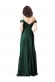 Off the Shoulder Sleeves Long Stretch Satin Formal Dress with Pleated Draped Neckline