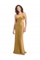 One Shoulder Long Floor Length Stretch Satin Semi Formal Dress