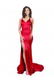 Mermaid Open Back Long Stretch Satin Formal Dress with High Slit