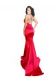 Mermaid Open Back Long Stretch Satin Formal Dress with High Slit
