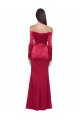 Long Sleeves Off the Shoulder Stretch Satin Formal Dress with High Side Split