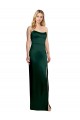 Scooped Strapless Neckline Stretech Satin Formal Dress with Side Slit