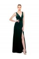 Sleek V-Neck Long Velvet Formal Dress with Side Slit