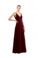 Faux Wrap V-Neck Sleek Long Velvet Formal Dress