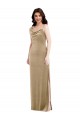 One Shoulder Velvet Maxi Semi Formal Dress with Side Slit