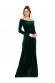 Off the Shoulder Long Sleeves Stretch Velvet Formal Dress