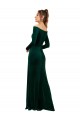Off the Shoulder Long Sleeves Stretch Velvet Formal Dress