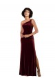 One Shoulder Floor-Length Velvet Formal Dress