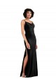 Modern Floor-Length Velvet Formal Dress with Cowl Neck and Spaghetti Straps