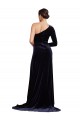 One Sleeve Long Velvet Formal Dress with Thigh High Split