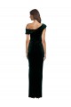 Long Asymmetric Neckline Ruched Velvet Formal Dress