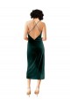 Midi Length Sleek Cowl Neckline Short Velvet Cocktail Formal Dress